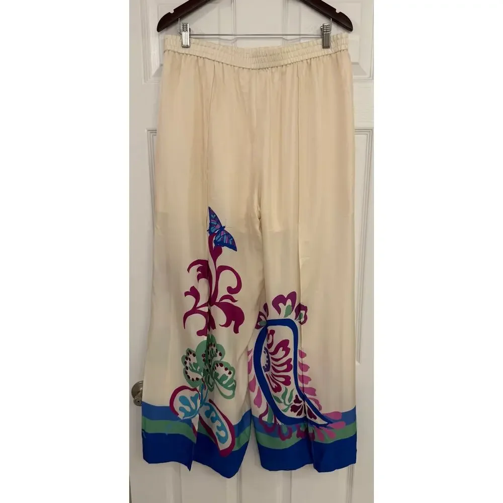 NWOT Johnny Was Jade Luna Wrap Pant Jonis Dream Cream/Blue Sz Large - Picture 5 of 9